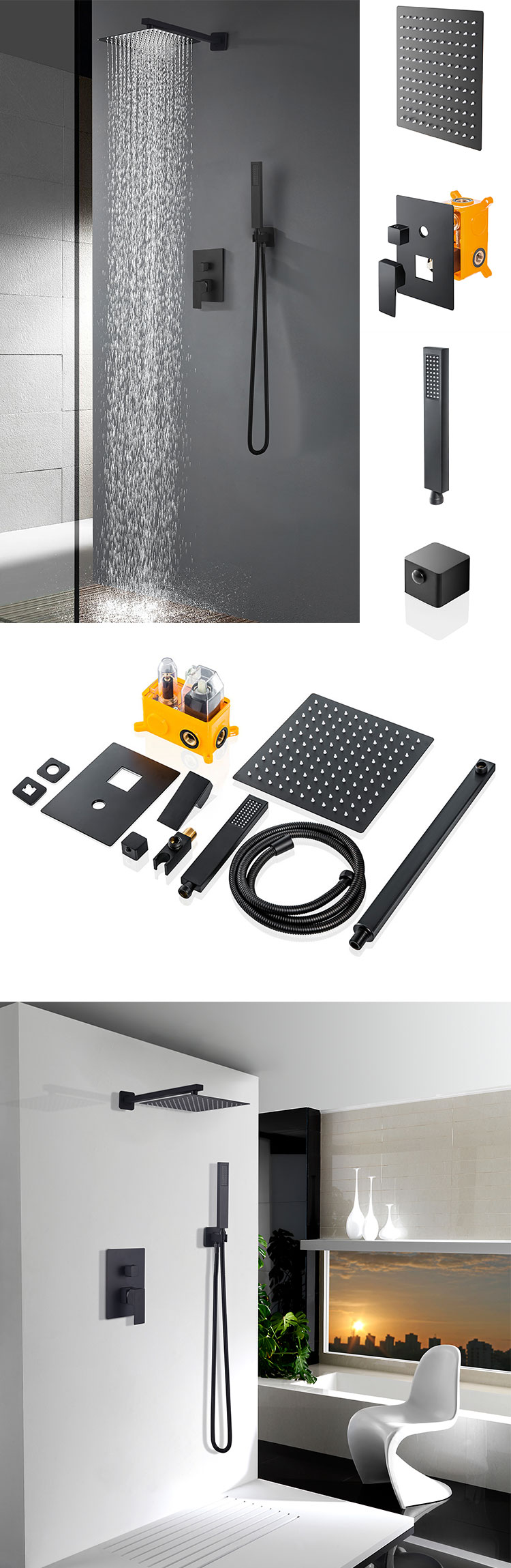 tuš sistem podometni vgradni črn