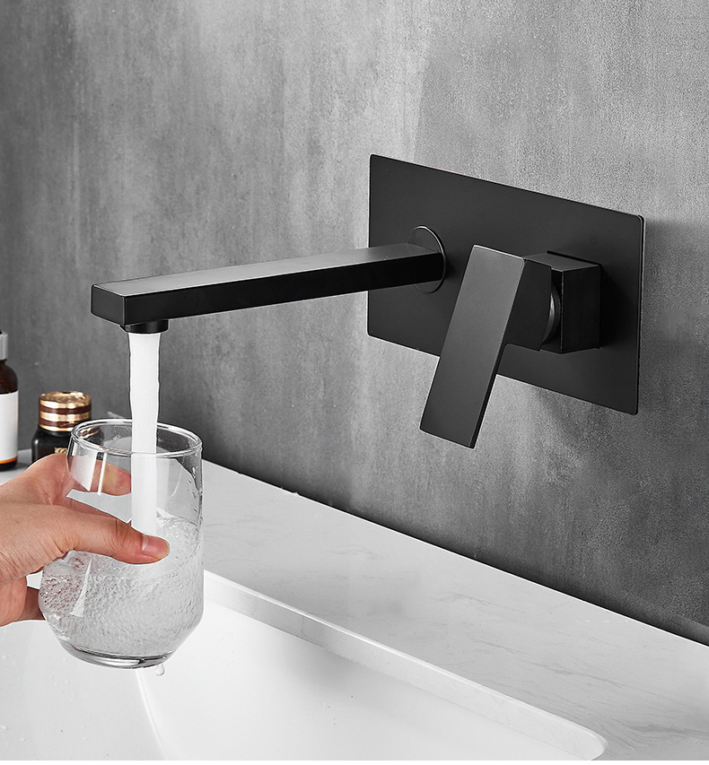 podometna kopalniška armatura za umivalnik krom črna